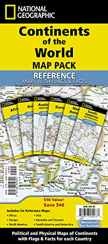 National Geographic Continents of the World Maps (folded with flags and facts) [Map Pack Bundle] (National Geographic Reference Map)