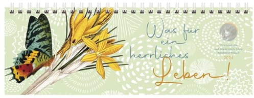 Tischquerkalender Was für ein herrliches Leben! 2025: 1 Woche 2 Seiten; Aufstellbarer Tischkalender mit Vintage-Motiven, Zitaten und Platz für Notizen; Format: 29,8 x 10,5 cm