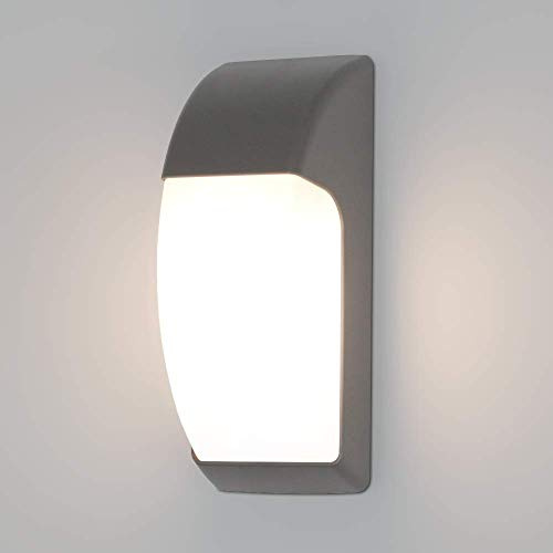 Kwazar Luminaire - Aussenlampe Wand - Wandleuchte Aussen - Aussenbeleuchtung Hauswand, E27, Max. 18W, Schutzklasse IP65 - Moderne Außenleuchte für Hauseingang, Treppenhaus, Terrasse - TONKS Grau