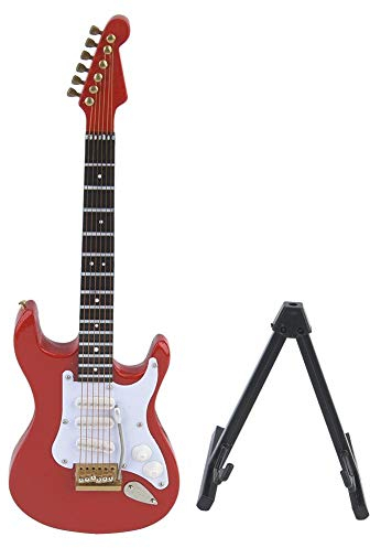 Mini Klassische Gitarre Musikinstrument, Geschenke Modell Holz E-Gitarre Ornamente Lindenholz Handwerk Rot Schwarz Weiß Weiß Kaffee 18cm (roter)