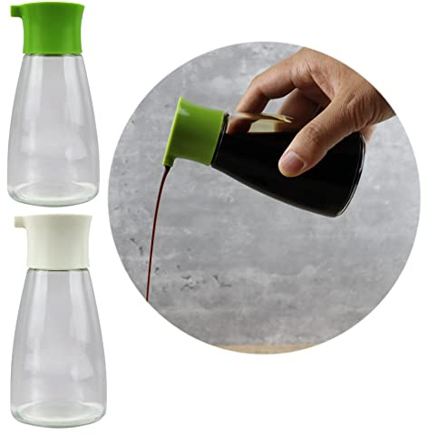 EIKS 2 Set Glass Cruet Bottles Dispenser for Olive Oil Vinegar Soy Sauce, Suitable for Kitchen Cooking Barbecue Usage