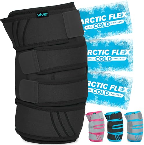 Vive Knee Ice Pack Wrap - Cold/Hot Gel Compression Brace - Heat Support Strap for Arthritis Pain, Tendonitis, ACL, Athletic Injury, Osteoarthritis, Women, Men, Running, Meniscus and Patella Surgery