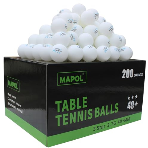 MAPOL 200 Count Table Tennis Balls, 3 Star Advanced Training Ball, Bulk Ping Pong Balls for Indoor & Outdoor Sports (White)