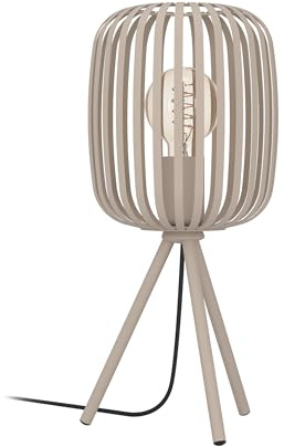 EGLO Tischlampe Romazzina, Stativ Nachttischlampe, Dreibein Tischleuchte aus Metall in Sandfarben, Deko Schlafzimmer, Wohnzimmer Tisch Lampe mit E27 Fassung