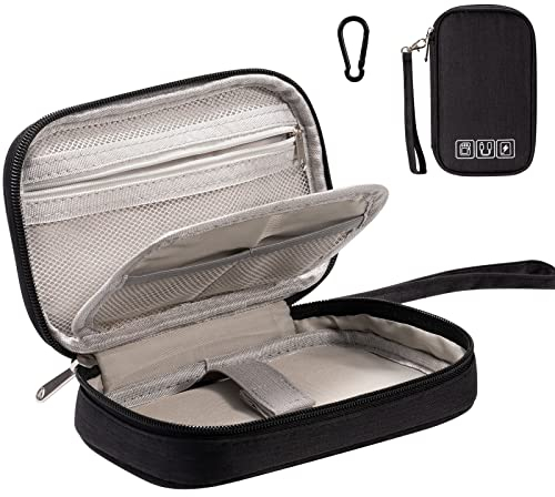 OrgaWise Kabeltasche Kabelorganizer Reisen Kabel Etui Elektronik Zubehör Organizer Tasche Universaltasche für Bag Accessories Handy Ladekabel, Powerbank, USB Sticks (Buckles-Schwarz)