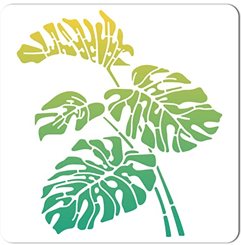 GORGECRAFT 30x30 cm Plantillas de Hojas Patrón de Hojas Tropicales, Plantillas Cuadradas Grandes, Cartel de Plástico Reutilizable para Pintar En Madera, Pared, Álbum de Recortes, Tarjeta, Suelo