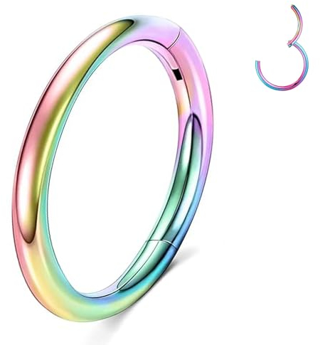 ESHIONER G23 Titan Hypoallergen Nasenring Silber Gold Bunt Septum Piercing Helix Ring Knorpel Ringe Tragus Conch Piercing Ring 16G Dicke 6MM Nasenpiercing 1 Stück