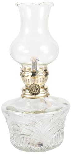 Warmhm Vintage Oil Lamp Crystal Glass Chimney Kerosene Lamp Retro Glass Kerosene Desk Oil Light for Indoor Oil Lantern s Emergency (7.07X3.54X3.54 Inch)