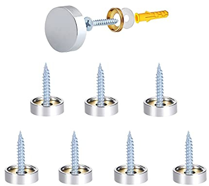 XNJIHWA 12 Juegos Tornillos de Espejo Clavo de Espejo 16mm Tornillos para espejos,mesas,placas de baño,armarios y letreros de vidrio(Plata)