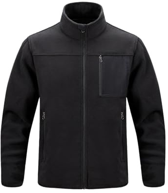 DUHENWU Veste polaire pour homme - Sans capuche - Fermeture éclair intégrale - Veste de randonnée - Veste d'hiver chaude - Unisexe - Tendance - Multipoches - Veste de loisirs - Douce et douillette -