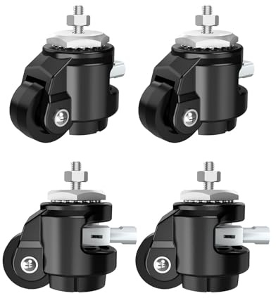 Trollastor Leveling Stem Casters, Heavy Duty with Upgraded Handle Design, 360 Degree Swivel Caster Wheels, Adjustable Casters with Feet for Workbench 2200 LBS Capacity