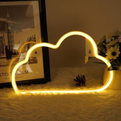 AOOTE Cloud Neon Signs & Lights for Wall Decor, Warm White LED Night Light, Home Art for Bedroom, Bar, Party, Birthday Gift