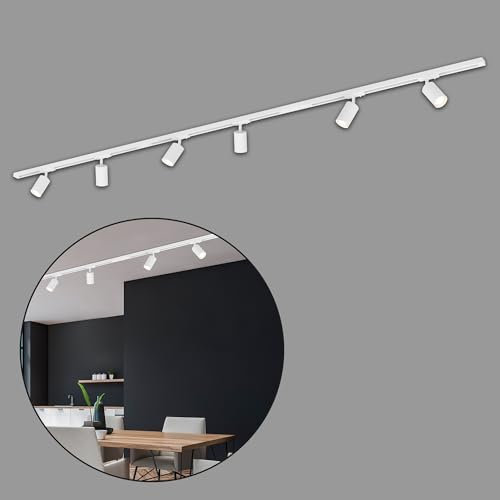 BRILONER - Set completo di binari, 6x spot GU10 orientabili, alimentazione, sistema di binari a soffitto, binario per faretti, lampada a soffitto, plafoniera, faretto, 2,25 m, bianco