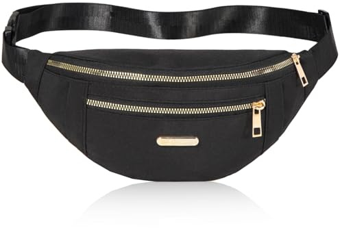 Fanny Pack Waist Pack for Women, Cross Body Bag Jogging Pouch Belt Bag for Outdoors Traveling Hiking - Black