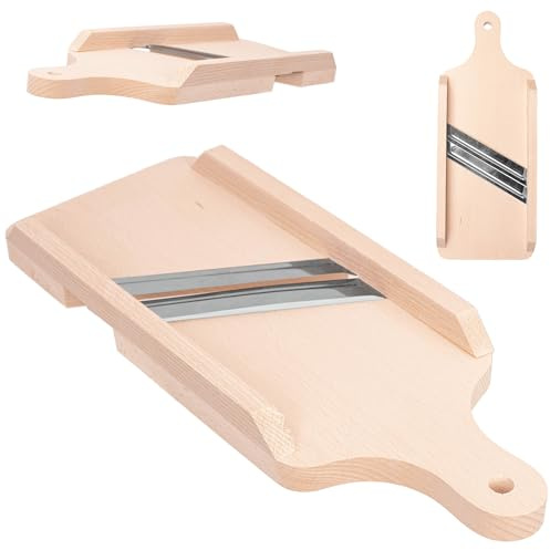 KADAX Tagliaverdure in legno – Tradizionale affettatrice per cavoli e cetrioli, 2 lame affilate in acciaio inox, taglio rapido per conserve