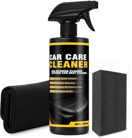 Car Interior Cleaner & Protectant Spray for Car, 3-in-1 Formula for Dashboard, Leather, Vinyl, Plastic & Glass, Streak-Free, UV Shield, pH Neutral & Long-Lasting Shine | 16.9oz +Towel + Sponge