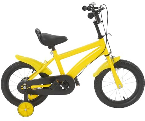 GXSFLG Vélo pour enfant 14 pouces, avec stabilisateurs, vélo pour garçon et fille, guidon et selle réglables en hauteur, cadre léger en acier au carbone, double système de freinage, garde-boue