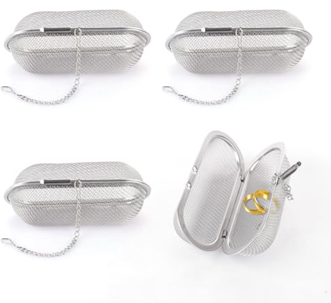 4 Pièces Paniers pour Nettoyeur à Ultrasons, Maille Fine Acier Inoxydable Panier de Nettoyage pour Petites Pièces et Montres, Panier de Nettoyage de Bijoux avec Verrou et Crochet