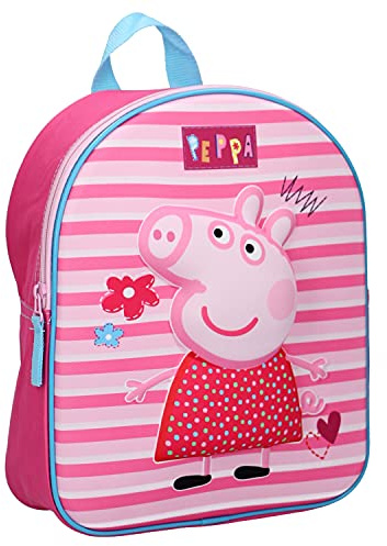 Peppa Pig Rucksack mit 3D Relief, Geräumiger Kinderrucksack mit einem Staufach, verstellbare Schulterriemen, Vadobag VB25042