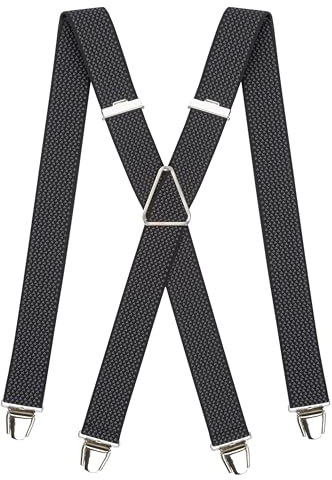PIERROT Men’s Suspenders - One Size Adjustable and Elastic Suspenders for Men Trousers Heavy Duty with 4 Very Strong Clips