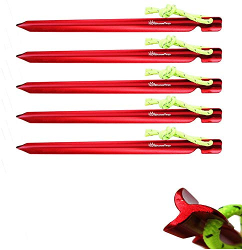 Egurs Piquetas Camping 10pcs 15cm 3 Agujeros Ultraligeras Aluminio Clavijas Estacas para Camping, Playa, Lugares al Aire Libre y Arena