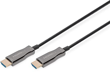 DIGITUS Câble HDMI en Fibre Optique – 15 m – UHD 4k 60 Hz 1080p 120 Hz – HDMI 2.0 – 18 Gbps – Arc, HDR, HDCP 2.2, CEC – Câble Hybride AOC – Contacts plaqués Or – Noir