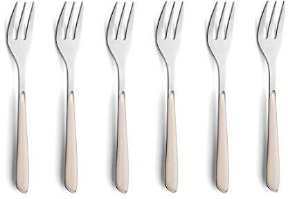 Kuppels 2294OWBS01AN6 Set di forchette da Dolce, Acciaio Inox, Bianco