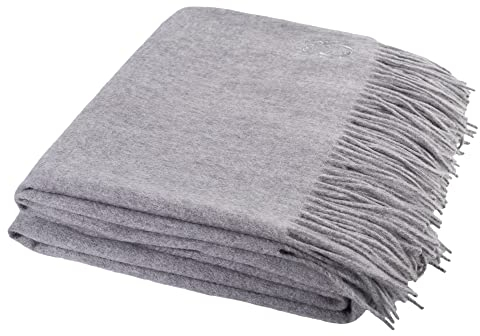 Zoeppritz 540725-920-130x180 - Coperta in cashmere 100% cashmere, tinta unita, con frange, colore: Grigio chiaro