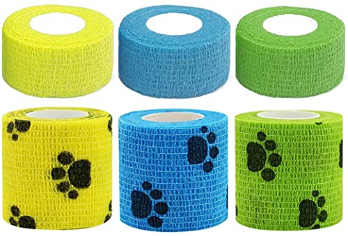 SZXMDKH Lot de 8 rouleaux de bandage autoadhésif pour blessure pour chats, animaux de compagnie, bande élastique pour poignet, entorses de cheville et gonflement, soutient les muscles et les