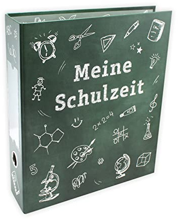Schule Portfolio Ordner Meine Schulzeit Sammelordner A4 dick Tafel grün Zeugnismappe