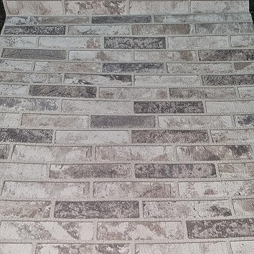 SOPHIE LAURENCE Grey Brick Wallpaper Textured Thick Realistic Rustic 3D Stone Wall Effect - Chimney Breast Feature Wall Wallpaper