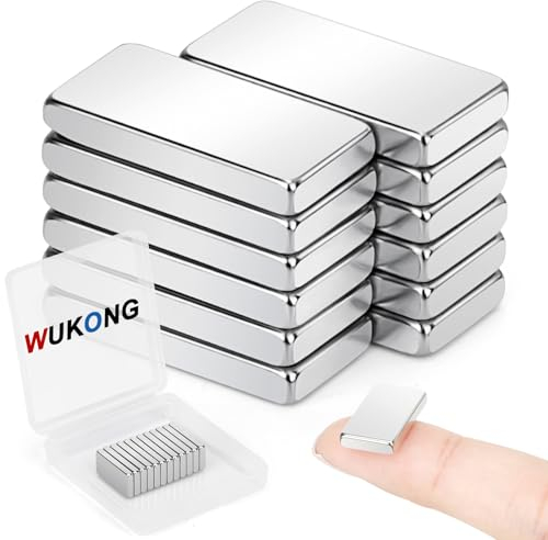 Wukong 20x10x3mm Schwarz Neodym Magnete Extra Stark Rechteckig, 12 Stück Stabmagnete Rechteckiger Magnete für Whiteboards, Kühlschrank, Handwerk, Magnettafel und DIY