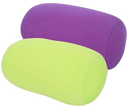 2 Pcs Microbead Bolster Tube Pillow, Squishy Neck Arm Back Support Roll Body Cushion Pillows Cylinder Bean Bag Throw Pillow for Plane Car Travel Recliner Sleeping, 11.8 x 6.3 Inch, Purple + Green