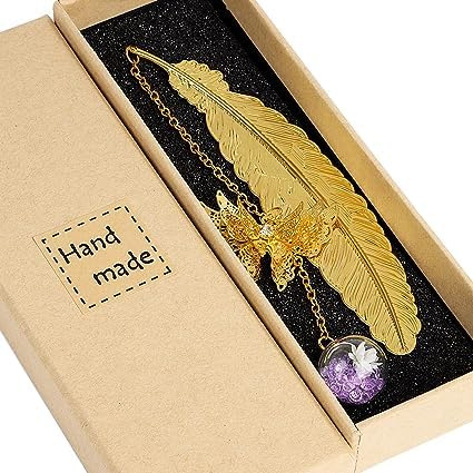 DERAYEE Marque Page Plume, Pièces Marque Page Métal, Cadeau Pour Enfants Et Étudiants