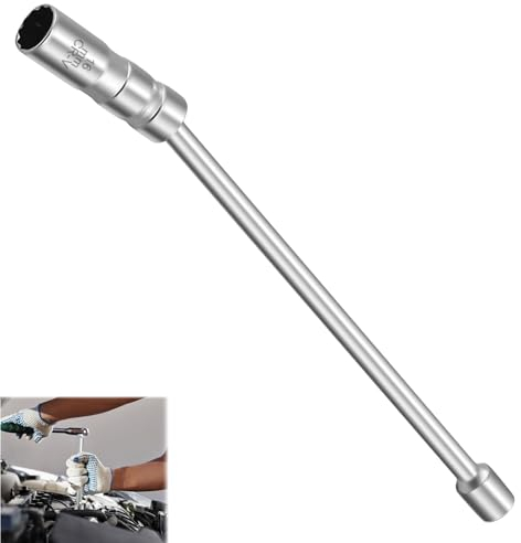 Chiave Candela 16 MM Universale: HOMURY Chiave a Bussola, 30 cm di Prolunga, Flessibile Attacco da 3/8 per Strumento di Rimozione della Candela, Chiave a Cricchetto