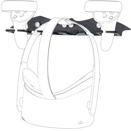 Geekria Support Mural VR Compatible avec Meta Quest 3/Pro/2, Valve Index, HTC Vive, PlayStation VR : Rangement d’Accessoires, Support/Crochet pour Casque (Noir)
