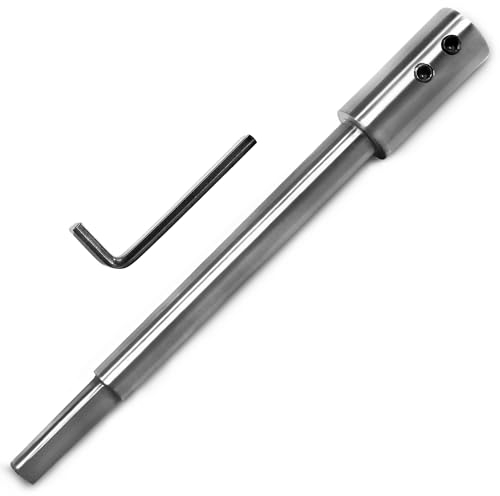 169 MM Barra de Extensión de Broca Plateada de, Forstner Bit Extension Metal, Para Una Mejor Precisión de Perforación, Incluye dos Tornillos Prisioneros, Llave Hexagonal (1)