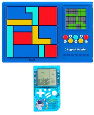 HLF Rompecabezas electrónico Inteligente Consola de Juegos de Bloque 500 Niveles Laberinto PK Concentración/Pensamiento lógico Interactivo Entre Padres e Hijos Juguetes Niño/niño/niña Regalos (Blue)