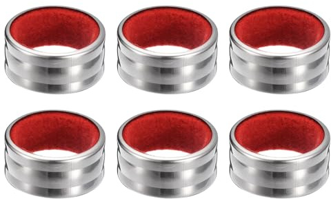 sourcing map 6Ps Wine Bottle Collars, Stainless Steel Wine Drip Ring with Velvet Felt, Leak- Proof Anti- Overflow Ring Wine Drip Catcher for Kitchen and Bar