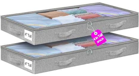 punemi Contenitori portaoggetti da 100 l, da mettere sotto il letto, 2 cassetti per vestiti, lunghi e piatti, organizer per armadio e cestini, per dormitorio universitario e maglioni, dimensioni: 40 x