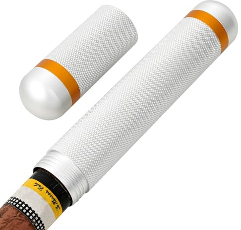 Linkidea Étui à cigares en acier inoxydable, tube simple hermétique pour homme, tubes à cigares avec bouchons (argent)