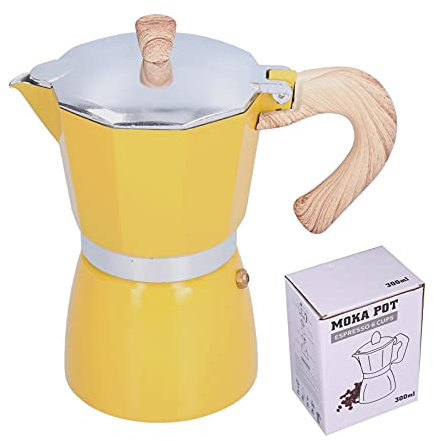 Jwthee Cafetera, cafetera italiana de 300 ml Cafetera cafetera clásica y elegante de 6 tazas para capuchino o leche (Amarillo)