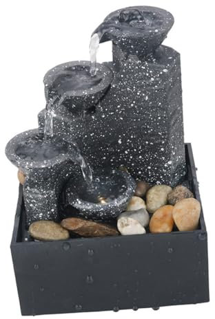 HAWILLOSCH Fuente De Agua Artificial De Plástico Adorno De Cascada Decorativa Diseño Compacto 17x11x9 Cm Material Abs Resistente Decoración Versátil para Hogar y Oficina Sin Batería