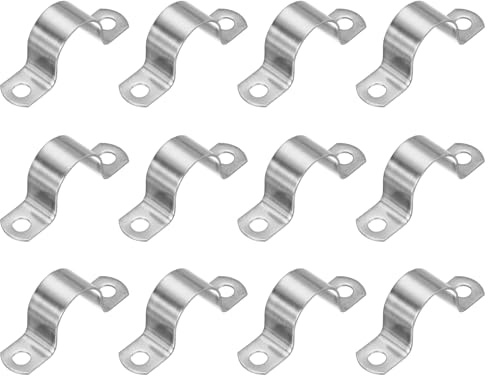 PATIKIL 27mm Fascetta Rigida Per Tubo, 12 Pz Fascette In Acciaio Inox 304 Con 2 Fori Staffa A U Rinvigoriata Per Fissaggio Tubi Cavi Elettrici E Condotti (1-1/9)