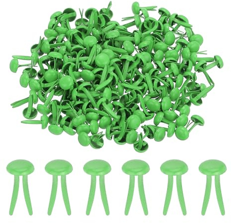 PATIKIL 1000 PCS Paper Brass Fasteners Split Pins Pastel Mini Metal Brads Round Head Plated Fastener for Craft Art Scrapbooking DIY Supplies, Green, 4.5 x 8 mm