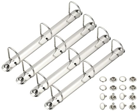 PATIKIL A4 3 Hole Ring Binder Mechanisms, 4 Set 1.5 D Ring Replacement Binder Planner Loose Leaf Binding Spines for Organizers DIY Fill Paper Storage Folder Accessories, 26mm Silver Tone