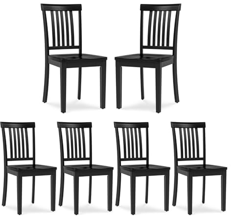 COLAMY Wooden Dining Chairs Set of 6, Solid Rubberwood Kitchen & Dining Room Chairs, High Spindle Back Windsor Style, Modern Dining Table Chairs, Non-Slip Foot Pads, Minimalist Home Furniture,Black
