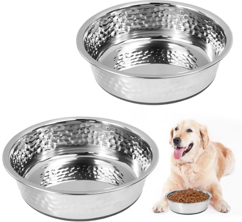 Zuxbolf 2 Pz Ciotole per Cani in Acciaio Inossidabile da 900ml,Ciotola per Cani con Fondo in Silicone,Ciotola Antiscivolo Acqua Cane Adatto a Cane di Piccola, Media e Grande Taglia