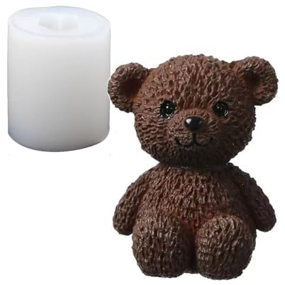 Stampo in silicone per candele orsetto 3D – stampi in silicone per candele fai da te, sapone, stampi siliconico per colata e decorazioni natalizie; kit per stampo per candele fare modellate profumate
