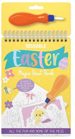 Eurowrap Reusable Easter Magic Paint Book with Water Pen, No Mess Colouring Activity for Children, Easter Craft Gift, Travel Friendly Painting Pad for Spring Fun